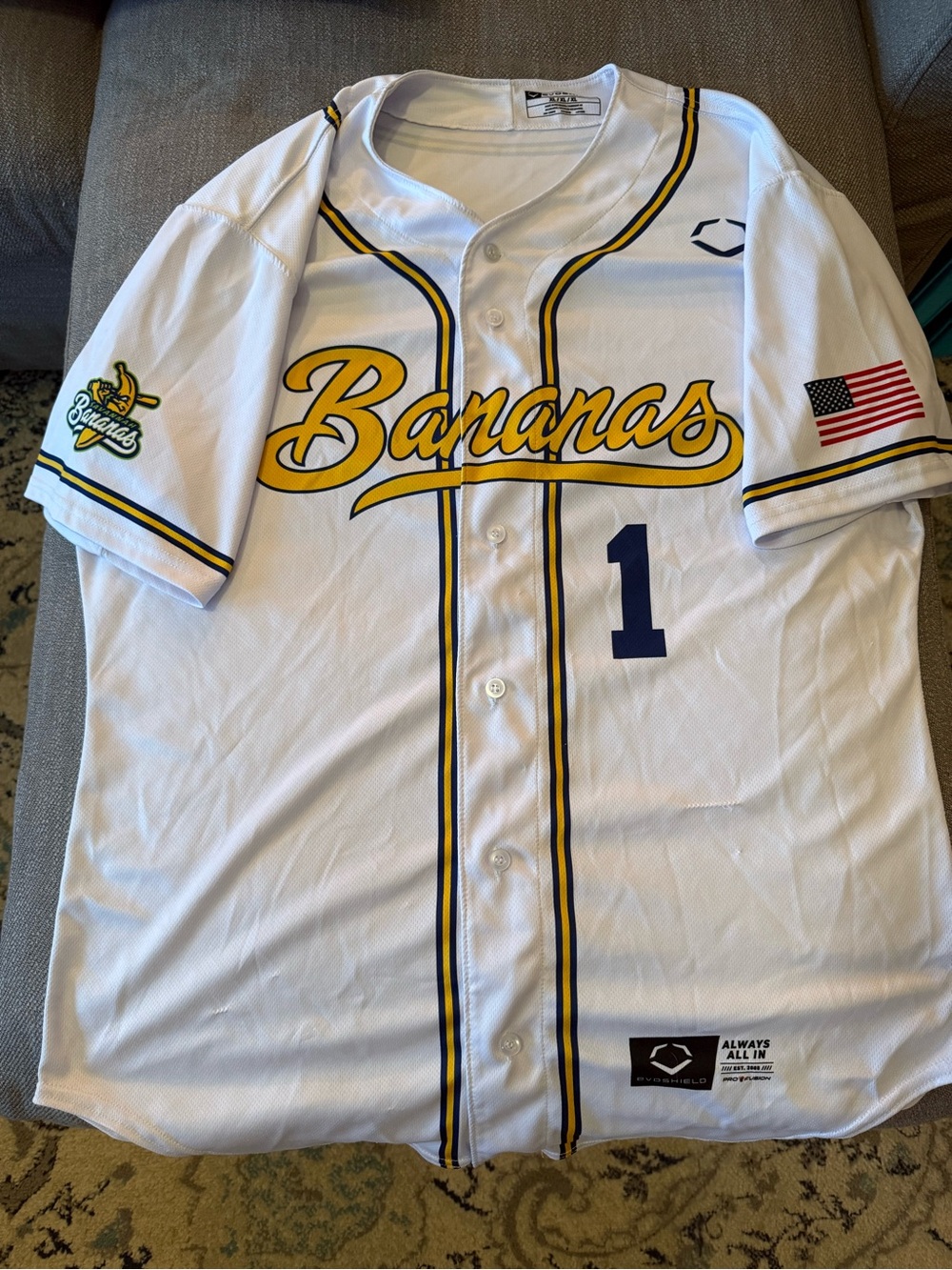 Savannah Bananas Baseball Jersey - White & Yellow